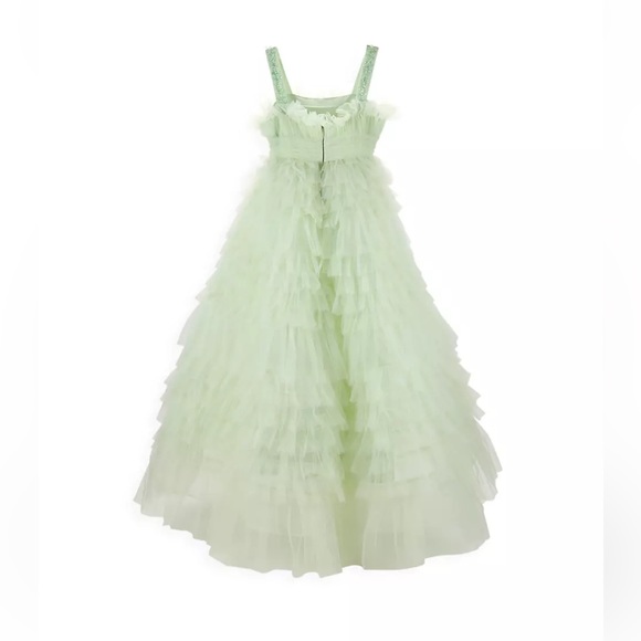 Mac Duggal Girls Tulle Ruffle Dress Green Size 8 - Picture 7 of 8